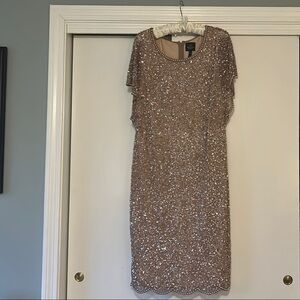 Adrianna Papell Sequin Flutter Sleeve Sheath Dress